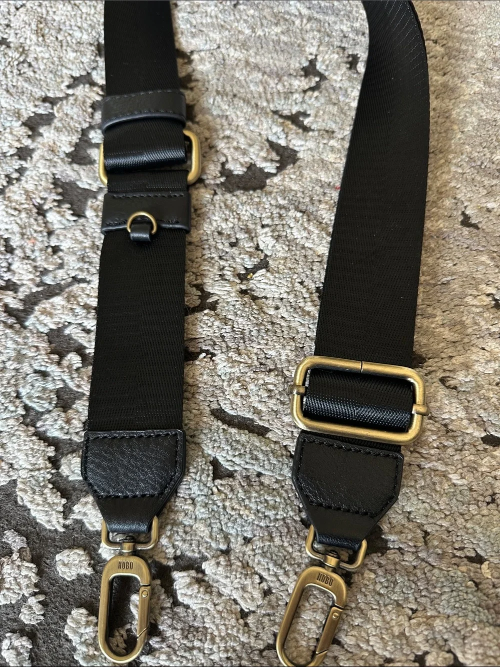 HOBO Black Adjustable Webbing Crossbody Strap with Metal Hardware